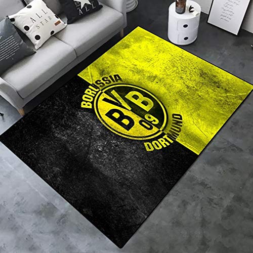 INSTUS Teppich Creative Einfach Kunst Dekoration Teppich Fußball Verein Logo Drucken Rutschfeste Matte Geeignet für Restaurants Wohnzimmer Schlafzimmer / Dortmund2 / 140 * 200cm