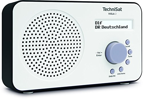 TechniSat Viola 2 Digital-Radio (klein, tragbar) mit Lautsprecher, UKW, DAB+, zweizeiligem LC-Display und Tastensteuerung, weiß/schwarz