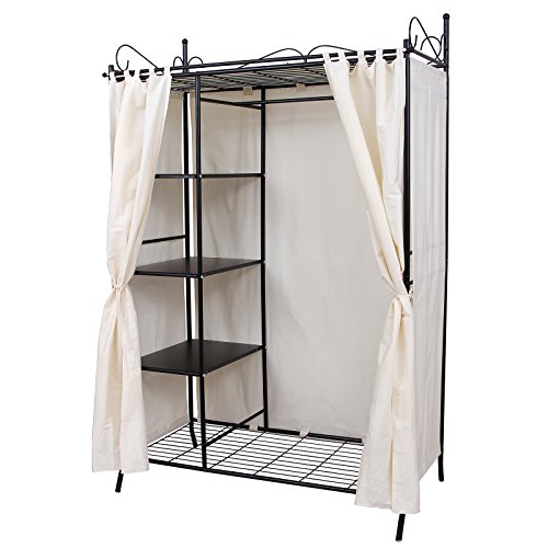 SONGMICS metall Kleiderschrank Faltschrank Garderobenschrank mit vorhang 170 x 108 x 58 cm RTG03H