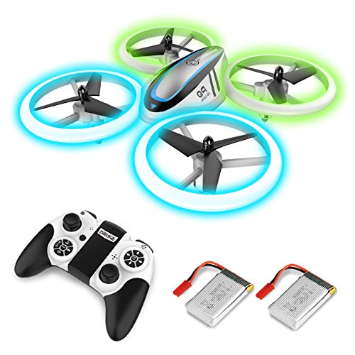Q9 RC Drohne Drone mit Höhehalten und Blau&Grün Nachtlicht,Quadrocopter mit 2 Akkus,18 Minuten Flugzeit und Propeller voll zu schützen,Spielzeug drohnen für Kinder und Anfänger