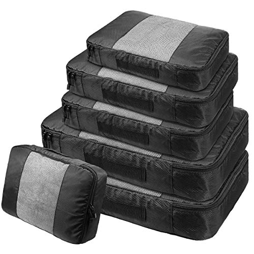 Kleidertaschen Kofferorganizer 6er Set, Netspower Reisen Organizer Tasche Packtaschen Reisegepäck Reisetaschen für Koffer Urlaub Rucksack Kleidung Schuhbeutel Unterwäsche Kosmetik BHS - Schwarz