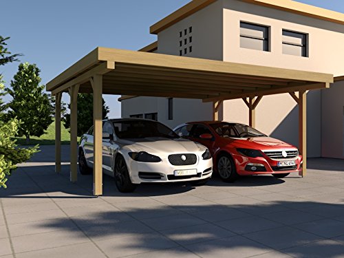 Carport Flachdach SILVERSTONE II 600x500 cm Bausatz Flachdachcarport