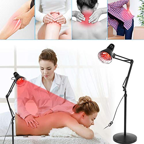 Infrarotlampe,275W Einstellbare Wärmelampe Rotlichtlampe mit Standfuß Heiztherapie zur Linderung von Muskelschmerzen, 5M effektive Beleuchtung