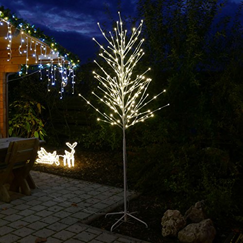 LED-Baum weiß 240 cm hoch Lichterbaum 240 LED warmweiß für innen außen von Gartenpirat