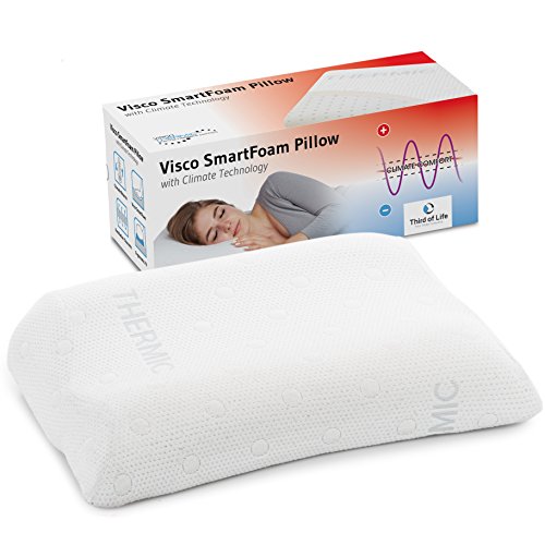 Nackenstützkissen / Nackenkissen MATAR | Orthopädisches HWS Kopfkissen gegen Nackenschmerzen | Viscoelastischer Memory-Schaum | Ideales Seitenschläfer-Kissen & Rückenschläfer-Kissen | 55 x 40 x 11/9cm