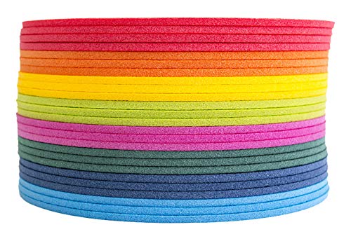 Set 18 Stück Schaumstoff Sitzkissen Kinder Sitzunterlage WASSERDICHT Rund mit Griff 35 x 35cm Regenbogenfarben für Kindergarten Morgenkreis, Schulen, Waldbühne