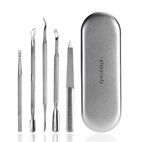 ETEREAUTY Nagelhautschieber Nagelfeile Set Edelstahl für die Nagelpflege 5 Stück