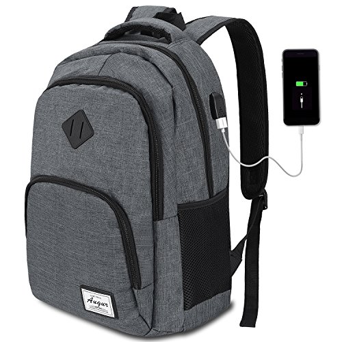 AUGUR Laptop Rucksack Herren Arbeit Rucksack Schulrucksack mit USB-Ladeanschluss für Business Wandern Reisen Camping,Oxford,20-35L