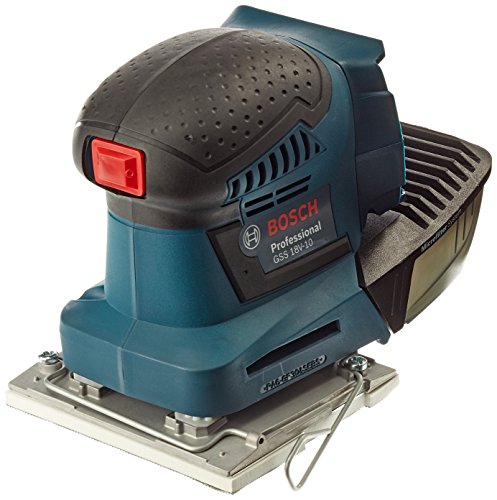 Bosch Professional 06019D0202 Professional Schwingschleifer GSS 10 ohne Akku, 3x Schleifpapier, 3x Schleifplatte, Stanzwerkzeug, Schraubendreher, 18 V, Durchmesser 1, 6 mm