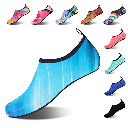 IceUnicorn Schwimmschuhe Damen Herren Strandschuhe Surfschuhe Aquaschuhe Barfuß Badeschuhe für Wassersport Beach Pool Surfen Yoga(Gradient Blau, 46/47EU)