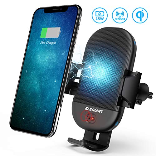 ELEGIANT Wireless Charger Auto Qi Automatisch kfz-ladegerät mit Infrarot Sensor intelligenten Handyhalterung induktions ladegerät 15W MAX mit Lüftungshalterung für Galaxy iPhone alle Qi Fähige Geräte