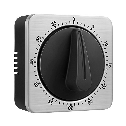 JUNDUN Küchentimer Eieruhren 60 Minute Timing mit 80dB Alarm Sound Magnetic Countdown Timer Home Backen Kochen Steaming Manual Timer Edelstahl Gesicht Mechanische Timer KeeQii