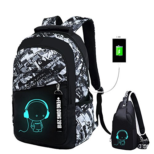 JUND Oxford-gewebe Schulrucksack für Jungen Schulrucksack Druck Rucksack Jugendlichen Schultasche Outdoor Reflektierender Daypack