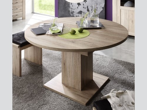Esstisch rund ausziehbar Eiche sägerau 104 cm Sale