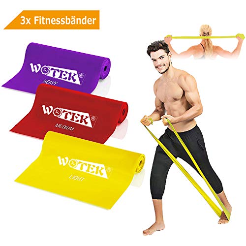 WOTEK Fitnessbänder Set widerstandsbänder krafttraining Fitnessband Theraband Resistance band-3x Widerstandsband,Gymnastikband,Trainingsband für Muskelaufbau Crossfit Gymnastik Yoga Für Männer Frauen