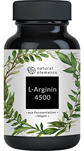 L-Arginin - Einführungspreis - 365 vegane Kapseln - 4500mg pflanzliches L-Arginin HCL pro Tagesdosis (= 3750mg reines L-Arginin) - Ohne unerwünschte Zusätze - Laborgeprüft - Hochdosiert, vegan und hergestellt in Deutschland