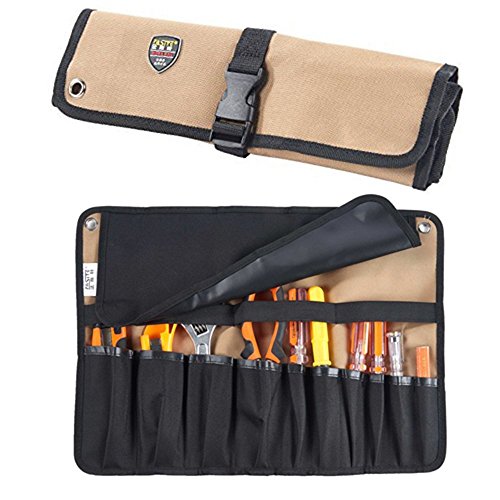 Babimax Rolltasche Werkzeugetasche 600 Denier Nylon aus Oxford 10 Fächer 45x32x1cm Stifthalter leicht tragbar leer wasserdicht für Techniker, Elektriker und Mechaniker