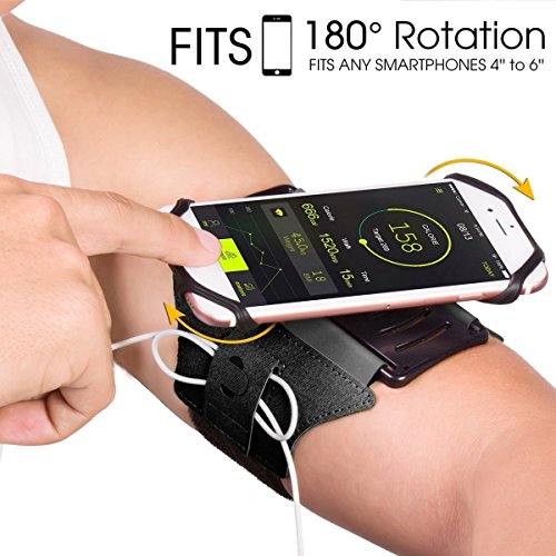 VUP Sport Armband iPhone Handyhülle mit 4 - 6 Zoll Bildschirm Inklusive iPhone X/iPhone8 Plus/8/7Plus/6 Plus/6,GalaxyS8/S8Plus/S7 Edge,mit schlüsselinhabers (Schwarz)