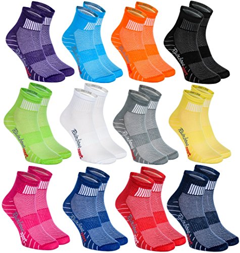 12 Paar Sportliche Socken Moderne Originelle bunte Socken in 12 modischen Farben; in der EU produziert; Größen 44-46. Ideal, wenn der Fuß frei atmen muss. Höchste Qualität. Öko-Tex!