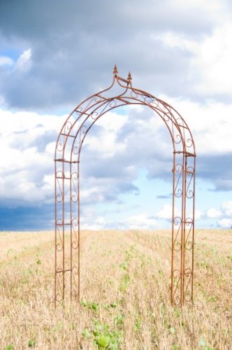 KUHEIGA Rostiger Rosenbogen aus Metall 10mm Massiveisen! Breite: 140cm Roheisen/Rost