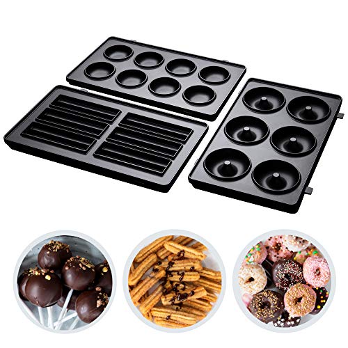 Russell Hobbs 3er Zusatzplatten-Sets Fiesta (Cake Pop, Mini Donut und Churros) für Multifunktionsgerät, spülmaschinengeeignete & antihaftbeschichtete Platten, 25490-56