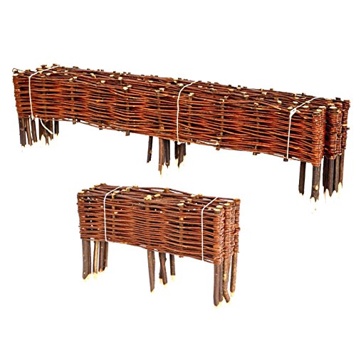 BOOGARDI Beetbegrenzung aus Weide · Beeteinfassung in Vielen Größen ( 20 x 120 cm 10er Set ) · Weidenzaun zur Beet-Umrandung oder Weg-Abgrenzung
