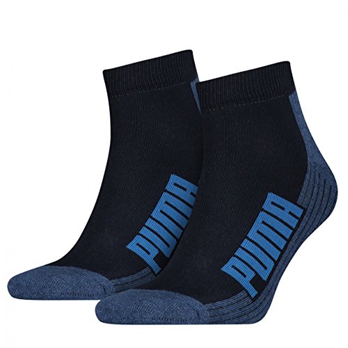 PUMA Unisex Cushioned Quarter Socken 4er Pack, Größe:43-46;Farbe:Navy / Grey / Strong Blue