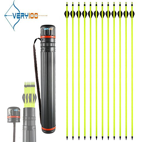 Carbonpfeile für Bogenschießen Pfeil und Bogen 30'zoll für compoundbogen und Recurvebogen 400 Spinne mit Verstellbar Seitenköcher VERY100