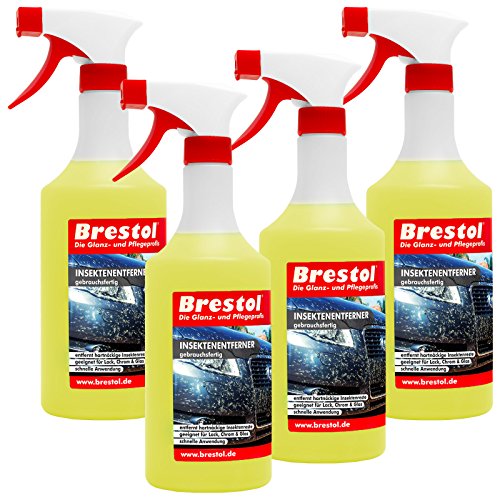Brestol Insektenentferner 4X 750 ml gebrauchsfertig - Insektenlöser Polycarbonat geeigneter Insektenreiniger Vogelkotentferner Spezialreiniger alkalisch