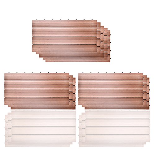 SIENOC 11 Stück/ca. 2m² WPC Terrassenfliesen |Terrassendielen 60x30 cm | WPC DIY Fliesen Holz Kunststoff Composite Outdoor Bodenbelag | Antikorrosion | Hellbraun