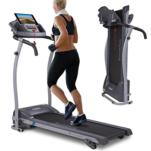 Kinetic Sports Laufband 1100 Watt leiser Elektromotor 12 Pogramme, Geh- und Lauftraining, Tablethalterung, stufenlos einstellbar bis 12 km/h, klappbar
