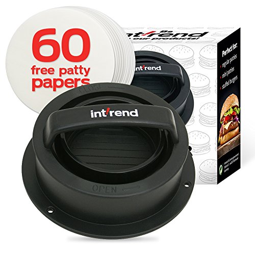 int!rend 3 in 1 Burgerpresse - Hamburger selber machen | Burgermaxiset | 60 Patty Papers | Version 2018 | Patty Maker | Hamburgerpresse | Burger Press