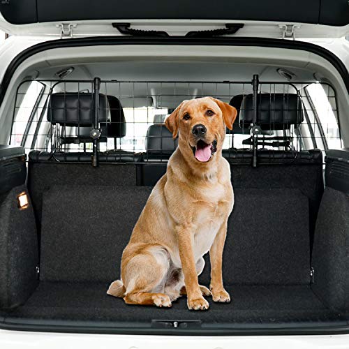 Toozey Kofferraum Hundegitter für Auto, SUV Universal - Kopfstützen-Befestigung&Gurte Doppelte Fixierung Schutzgitter Trenngitter für Hunde - Verstellbar, Gratis E-Book