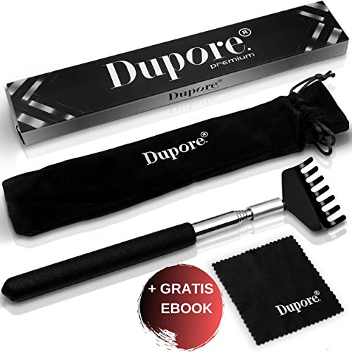 Premium Edelstahl Rückenkratzer Set von Dupore - Das ideale Geschenk für Partner, Familie und Bekannte - mit hochwertiger Teleskop-Funktion - GRATIS EBOOK + Zufriedenheitsgarantie