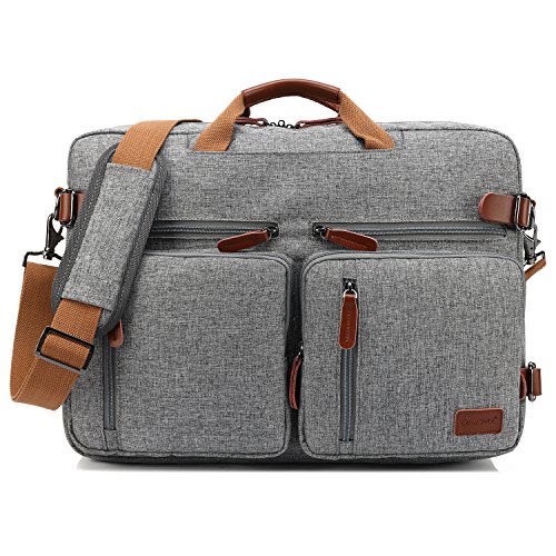 CoolBELL umwandelbar Rucksack Messenger Bag Umhängetasche Laptop Tasche Handtasche Business Aktentasche Multifunktions Reise Rucksack Passend für 17,3 Zoll Laptop / Männer / Frauen(Grau)