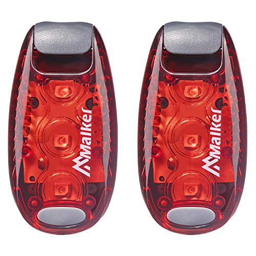 Malker LED Sicherheitslicht Set Sicherheit Licht Blinklicht für Nachtläufer Bergsteiger Kinder Kinderwagen Student Hunde mit Batterien Clip und Klettband Dauerlicht und Blinklicht 2er Pack Rot
