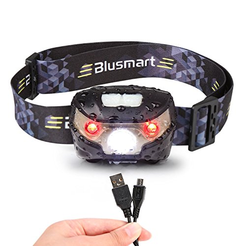 Stirnlampe LED, Stirnlampen Aufladbar USB Kopflampe 5 Modus, Led-stirnlampe Laufen Wasserdicht 150LM 1200mAH für Nachtlese Camping Joggen Angeln Abenteuer Bergsteigen Fahrrad, inklusive USB Kabel (Schwarz)