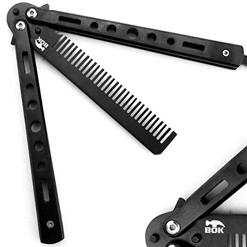 Bokhammer Schwarz Black Butterfly Balisong Trainer Übung Messer Kamm