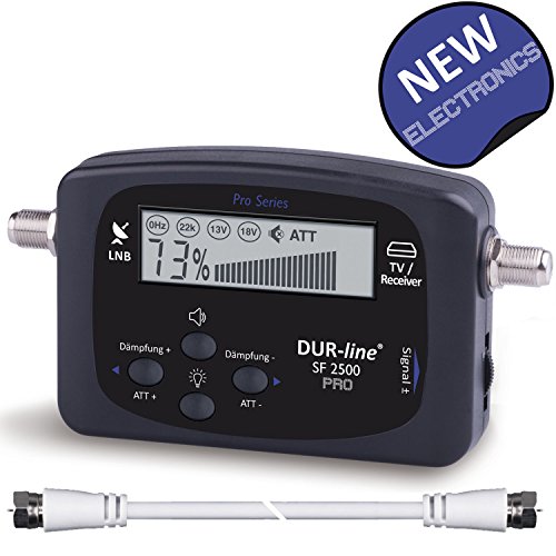 Neu - DUR-Line SF 2500 Pro - Satfinder - Besseres Display, Neue Elektronik - Digitales Satelliten-Messgerät zur exakten Justierung Ihrer Sat-Antenne - inkl. F-Kabel und durchdachter dt. Anleitung
