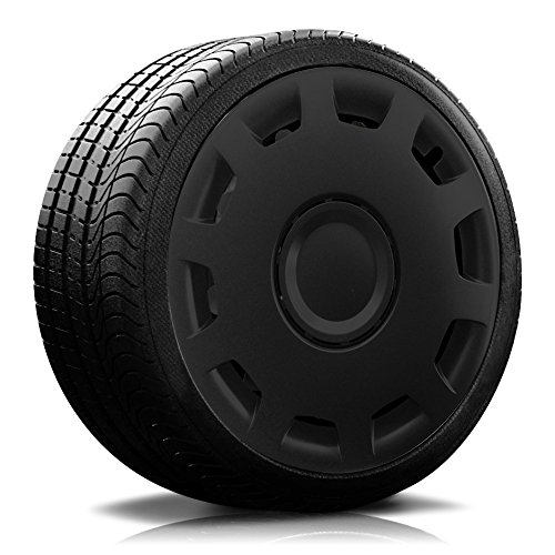 Autoteppich Stylers (Farbe & Größe wählbar) 15 Zoll Radkappen Granit Schwarz passend für Fast alle gängingen Fahrzeuge (universal)