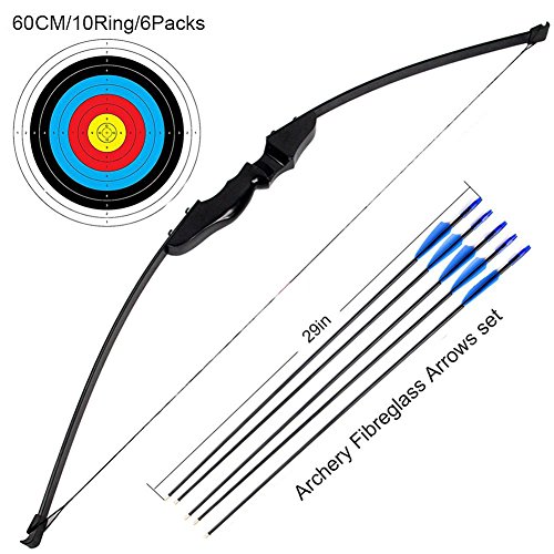 Outdoor Recurve Bogen und Pfeil Set Bogenschießen Training Spielzeug (40LB, 5 × Pfeile, 6 × Zielflächen)