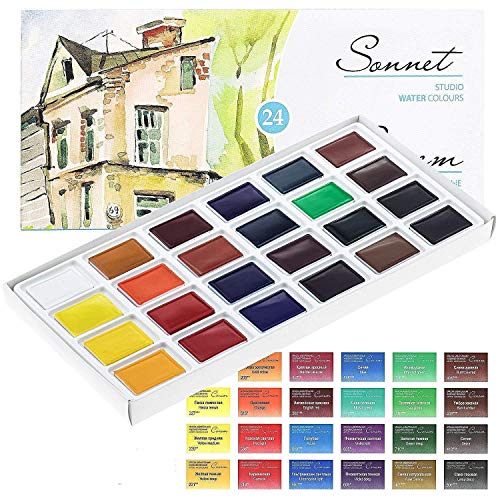 Aquarellfarbe set Hochwertig - 24 Farben - Qualität von Sonnet