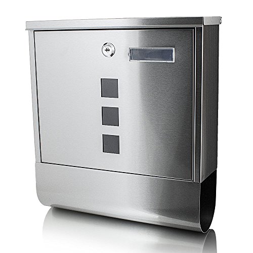 Edelstahl Wandbriefkasten Briefkasten Postkasten Mailbox Letterbox mit Zeitungsrolle