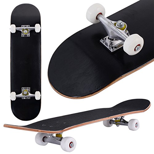 COSTWAY Skateboard Minicruiser Komplettboard Longboard Funboard Holzboard Ahornholz Farben zur Wahl 79 x 20 cm (Schwarz)