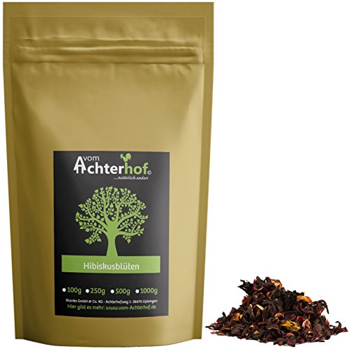 1.000g Hibiskusblüten ganz - Hibiskustee Spitzenqualität natürlich vom Achterhof Hibiskus