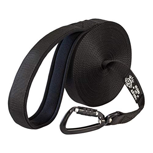 HUND IST KÖNIG Anspruchsvolle Schleppleine, 10m aus Nylon, Sicherheits-Karabiner, gepolsterter Handschlaufe, gratis Netzbeutel & e-Book