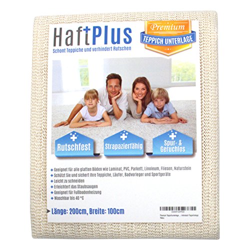HaftPlus Teppichunterlage Antirutschmatte/Haftet ohne zu kleben/Rutschfest zuschneidbar/Größe:: 200 x 100 cm