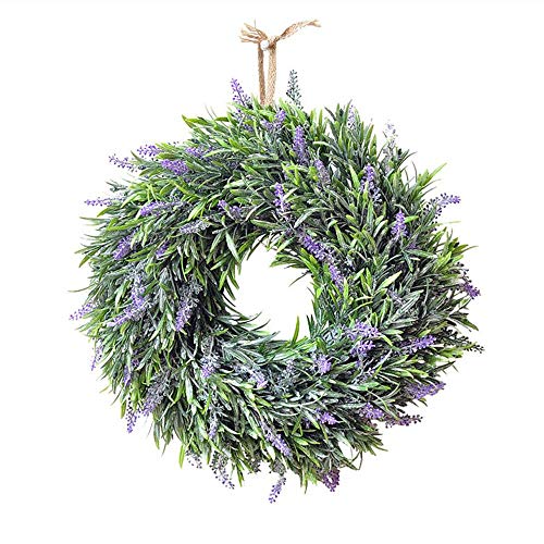 Warmiehomy Blumenkranz Dekokranz Lavendelkranz Künstliche Lavendel Kranz Türkranz Wandkranz Weihnachtskranz Adventskranz, Dekorative hänget an der Tür, Garland, Hochzeit, Fenster