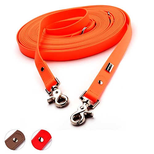 PetTec Schleppleine 10m aus Trioflex, Orange, Wetterfest, Wasserabweisend, Robuste Hundeleine