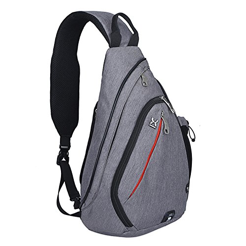 NOTAG Sling Bag Chest Schulter Rucksack, Herren Sling Rucksack , Cross Body Umhängetasche Canvas Dreieck Packs Daypacks Schultertasche für Sport Outdoor Gym Travel Wandern (Grau)